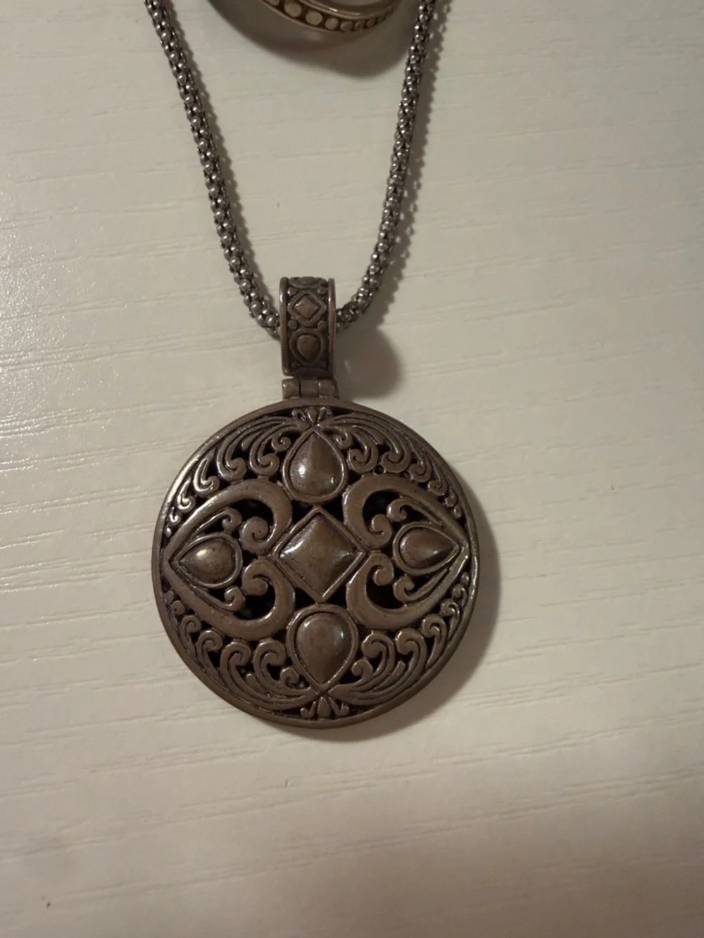 genuine 925 sterling filigree set of necklace, earrings, and ring - Picture 2 of 7